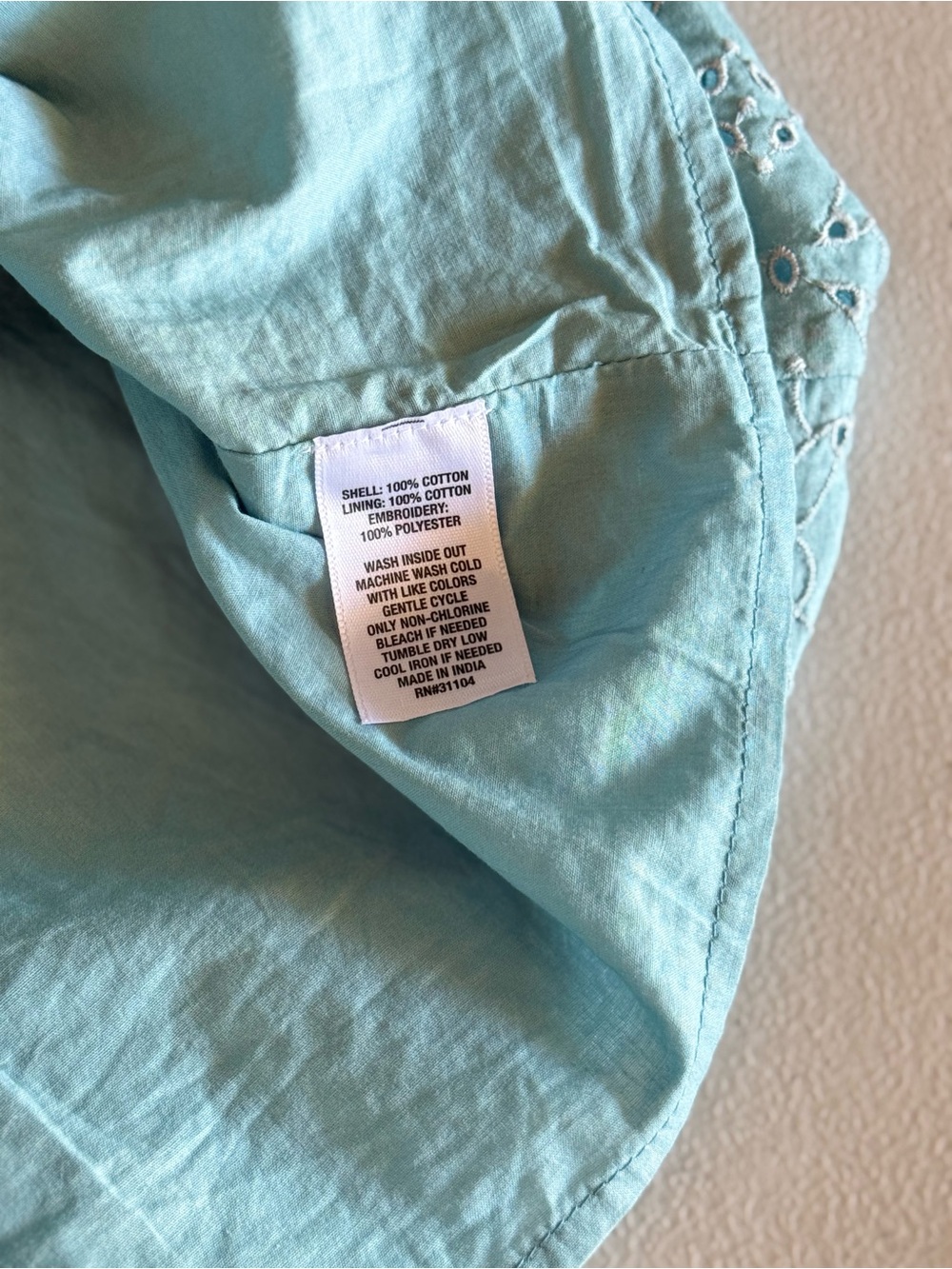 Light Blue Eyelet Shirt Mini Dress with Tie Waist - Picture 12 of 12